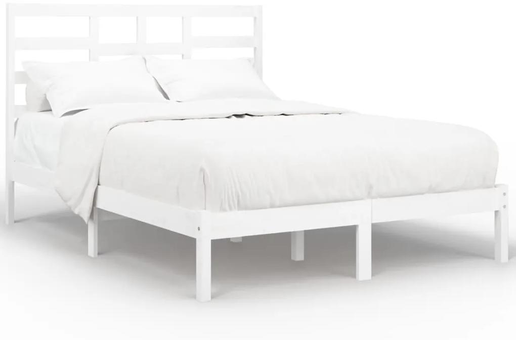 3105766 vidaXL Cadru de pat mic dublu, alb, 120x190 cm, lemn masiv