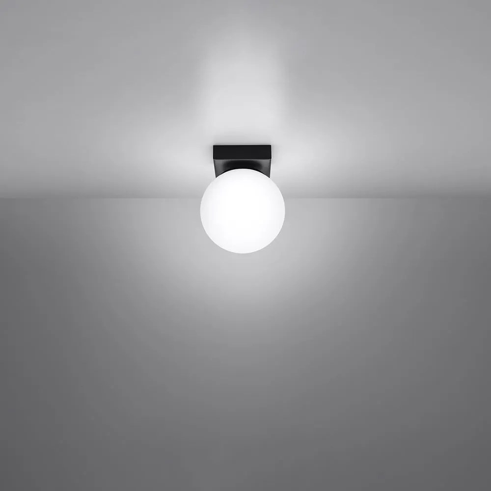 Plafonieră neagră cu abajur din sticlă ø 12 cm Umerta – Nice Lamps
