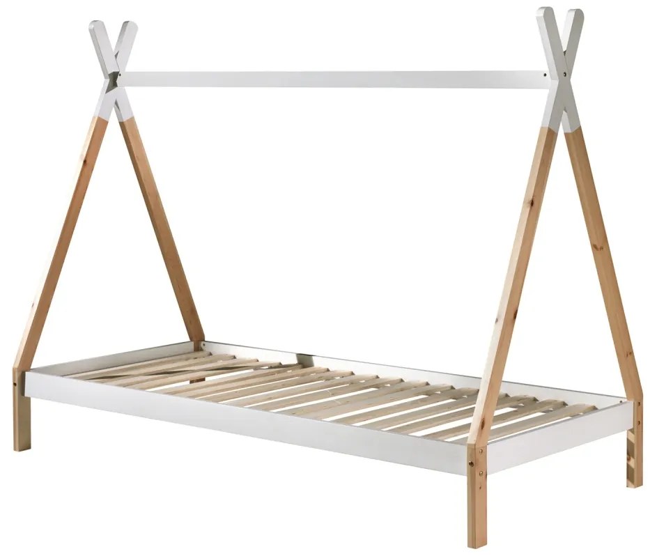 Set TIPI este format din Pat copiiul înălțat fără gard (90 x 200 cm), un sertar alb și un set textil asortat.