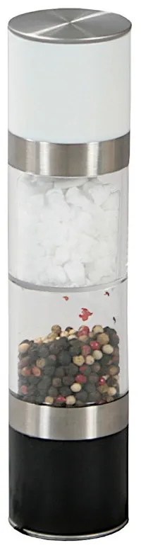 Rasnita pentru sare si piper Kesper 13696, 22 cm, Otel inoxidabil, Mecanism ceramic, Alb/Negru