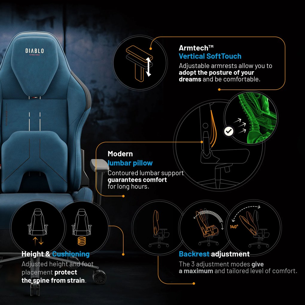 Scaun Gaming Diablo X.One Prime, Normal Size, Meta Ocean