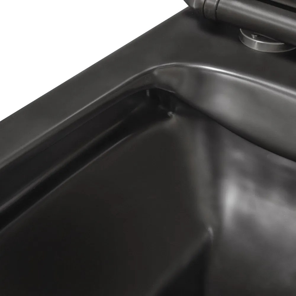 Toaletă Tinos BLM neagră, montată pe perete, fără ramă