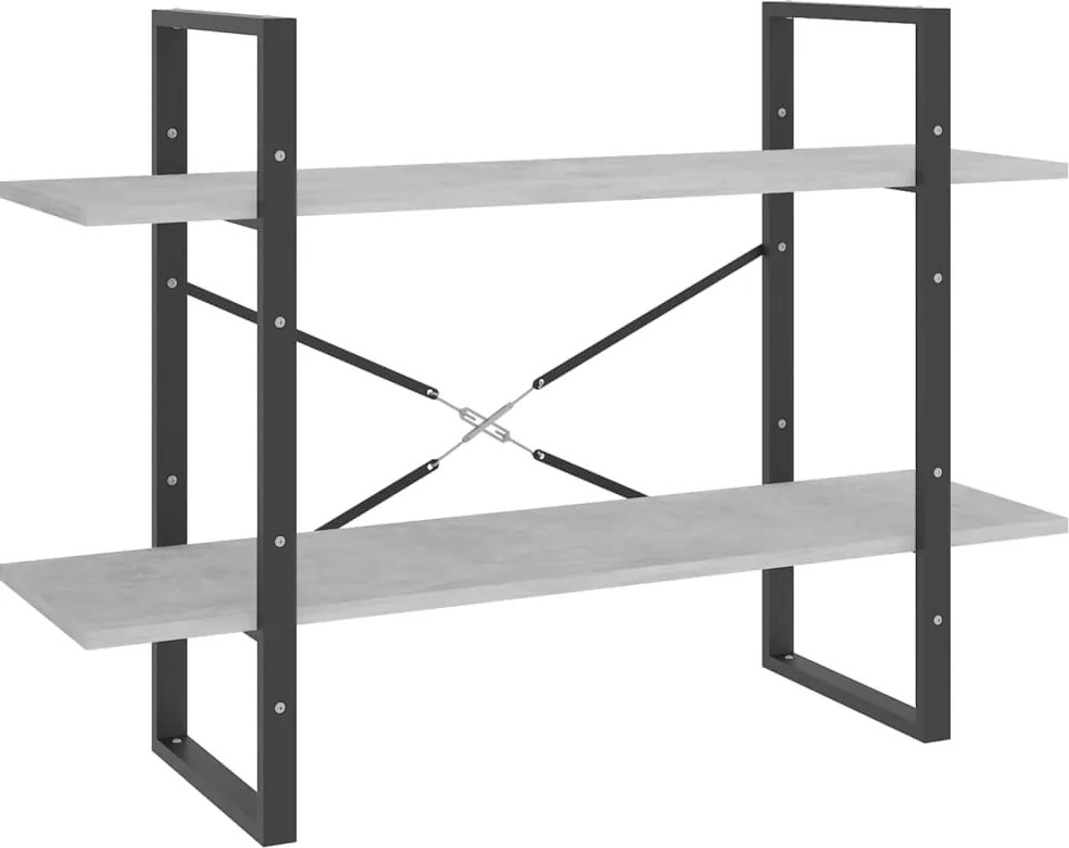 vidaXL Bibliotecă cu 2 rafturi, gri beton, 100x30x70 cm, PAL