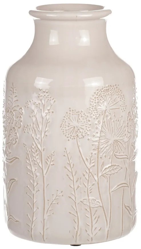 Vaza ceramică cu flori de câmp, bej, diametru 19cm x 31 cm