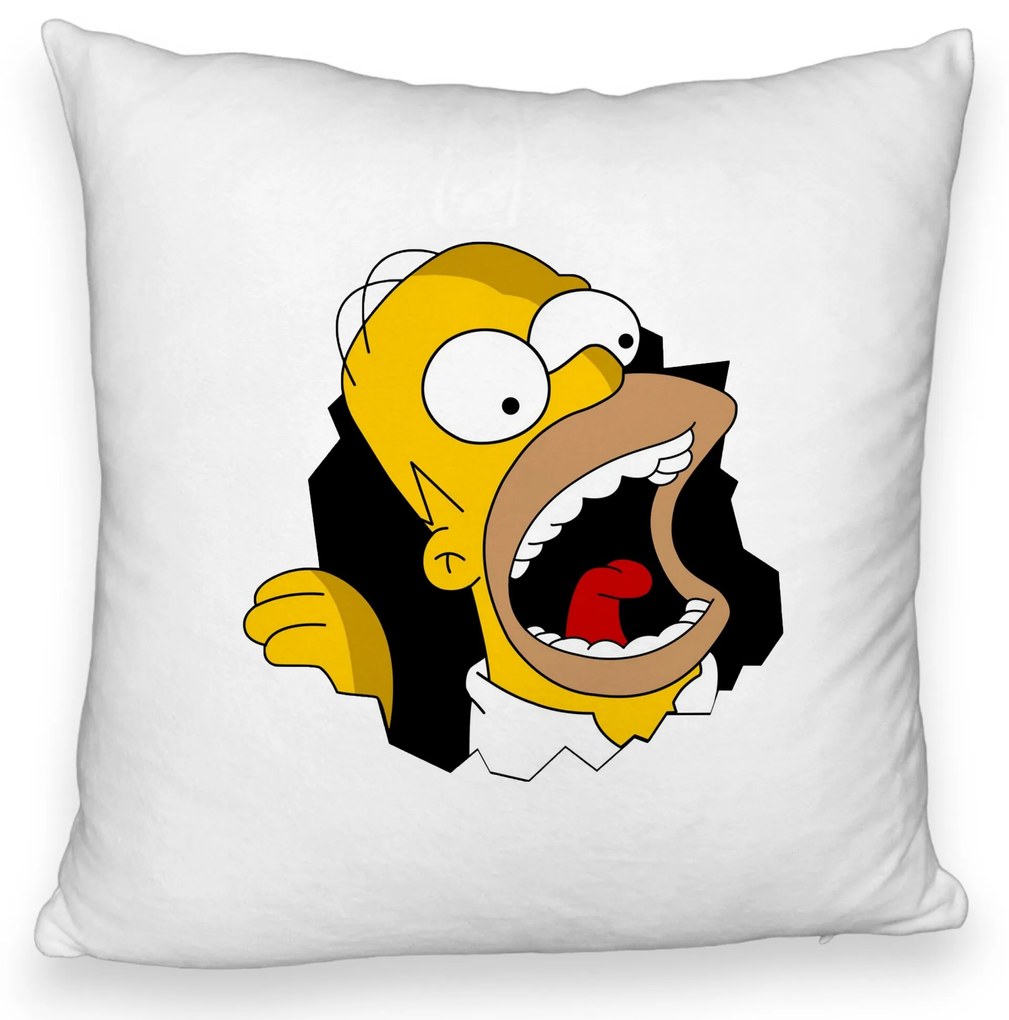 Perna Decorativa Fluffy, Model Simpsons Homer 2, 40x40 cm, Alba, Husa Detasabila, Burduf