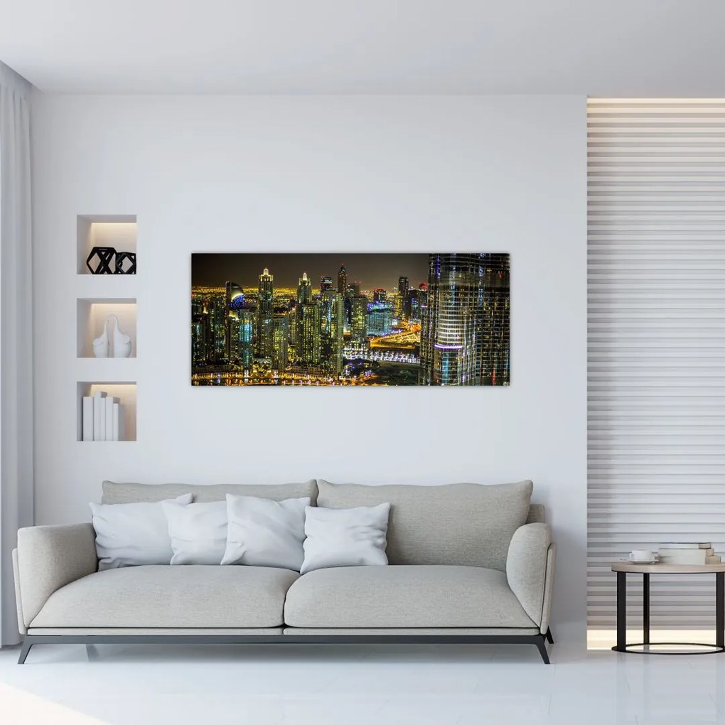 Tablou cu oraș nocturn (120x50 cm)