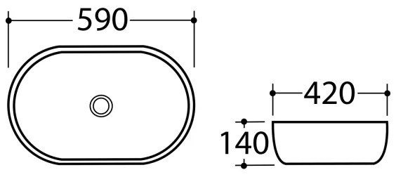 Sapho - Lavoar pentru blat DALMA 59 x 42 cm, ceramică/Carrara
