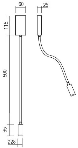 Redo 01-4475 - Lampă flexibilă LED WALLIE, 3W, 230V, USB, CRI 90, bronz