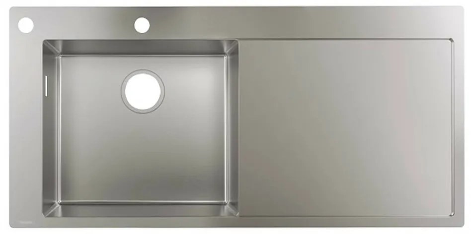 Chiuveta bucatarie Hansgrohe S71 inox 104.5x51 cm picurator stanga cu orificiu buton control