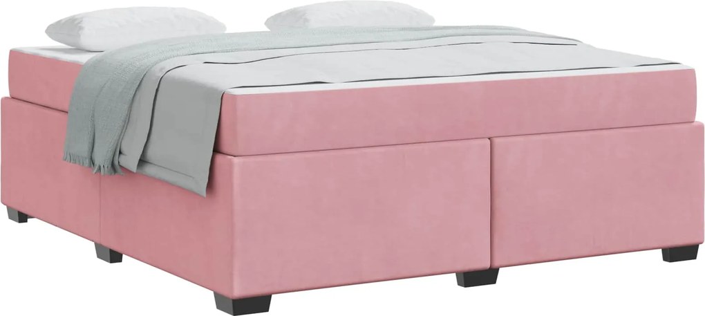 vidaXL Cadru de pat cu saltea Roz 180 x 200 cm țesătură