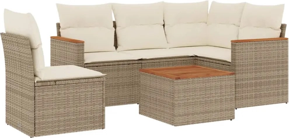 vidaXL Set canapele de grădină cu perne, 6 piese, bej, poliratan