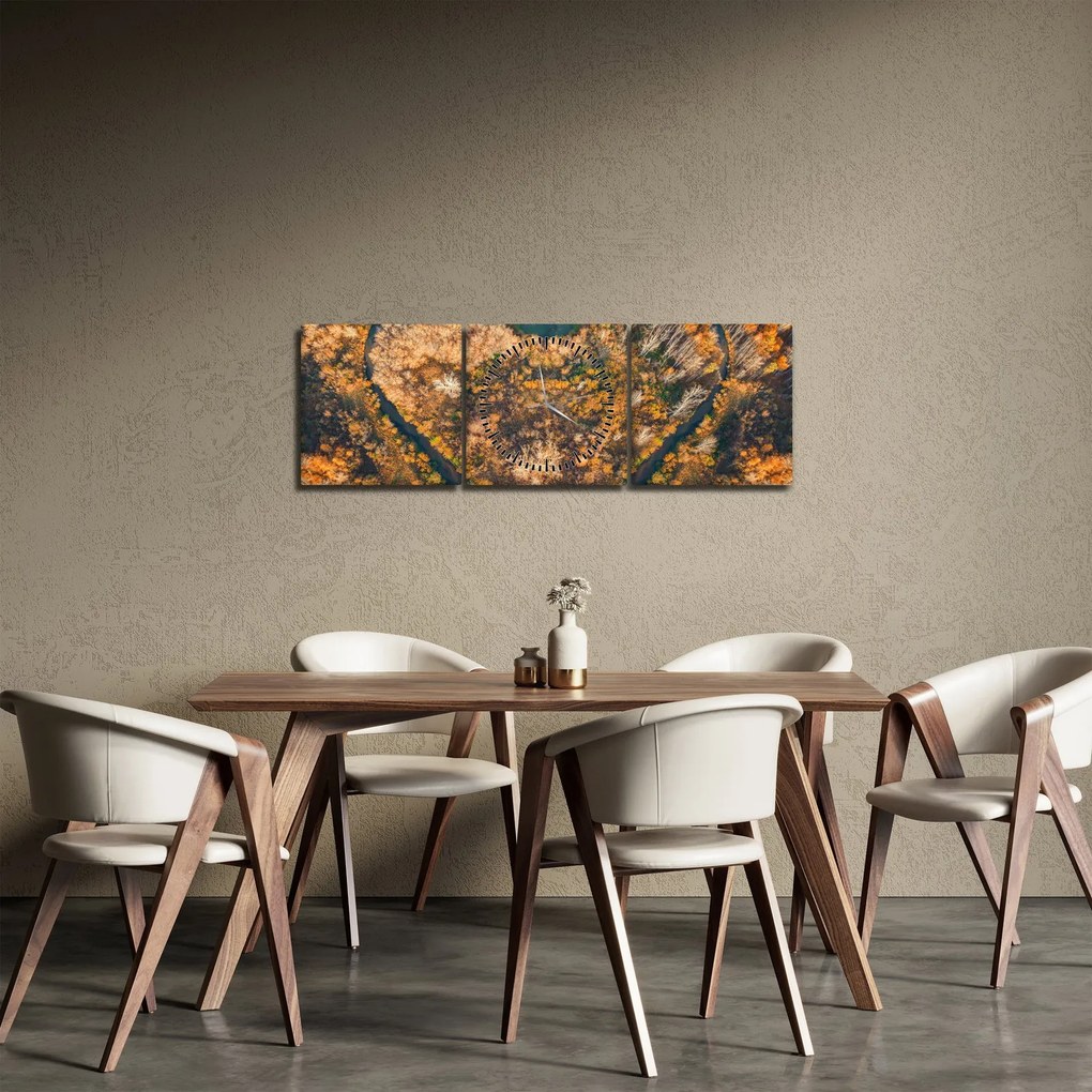 Tablou - Râu în formă de inimă (cu ceas) (90x30 cm)