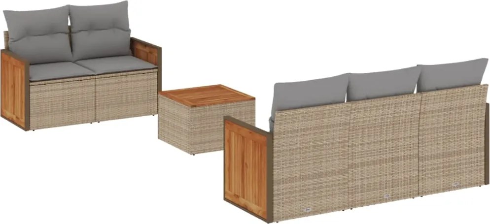 vidaXL Set canapele de grădină cu perne, 6 piese, bej, poliratan