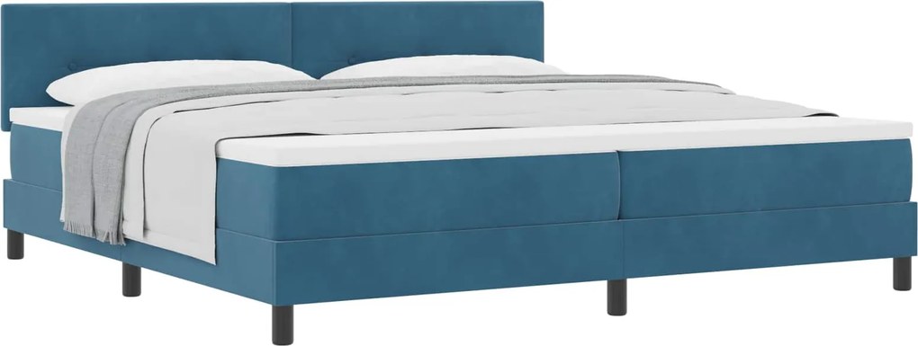 vidaXL Pat cu arcuri cu saltea Albastru închis 200 x 200 cm Catifea