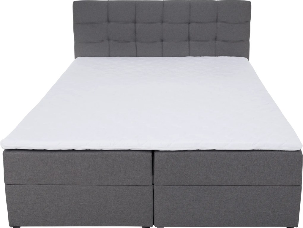 Pat boxspring, 160x200, ţesătură gri, KAMILIA