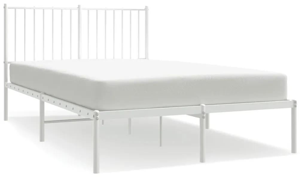 350929 vidaXL Cadru de pat metalic cu tăblie, alb, 120x200 cm