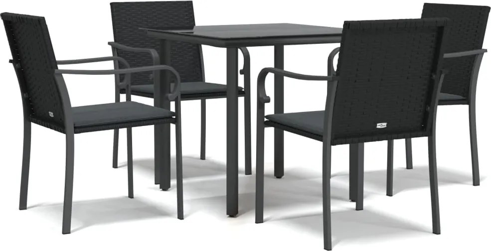 vidaXL Set mobilier de grădină cu perne, 5 piese, poliratan și oțel