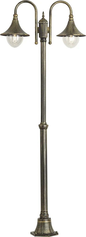 Felinar clasic de exterior negru cu auriu antic 200cm 2 lumini IP44 - Daphne