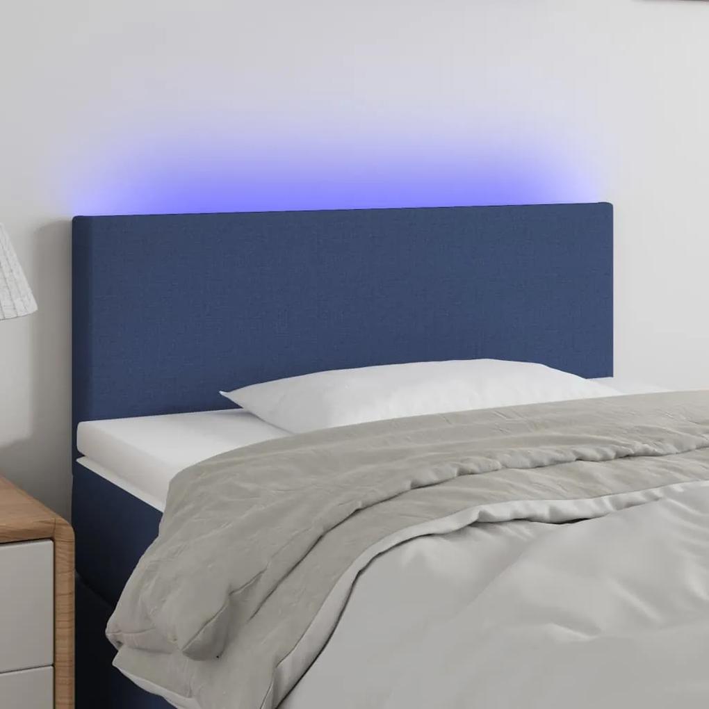 3121320 vidaXL Tăblie de pat cu LED, albastru, 90x5x78/88 cm, textil