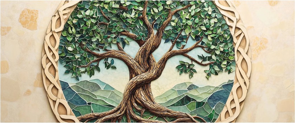 Tablou – Arborele vieții împletit (120x50 cm)