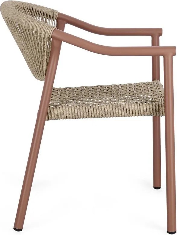 Scaun de grădină roșu/în culoare naturală din metal Canarias – Bizzotto