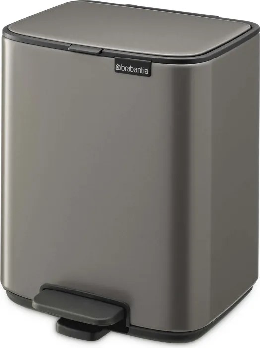 Cos de gunoi Brabantia Bo Pedal 1010127, 7 l, Inchidere lenta, Baza cauciucata, Gri închis