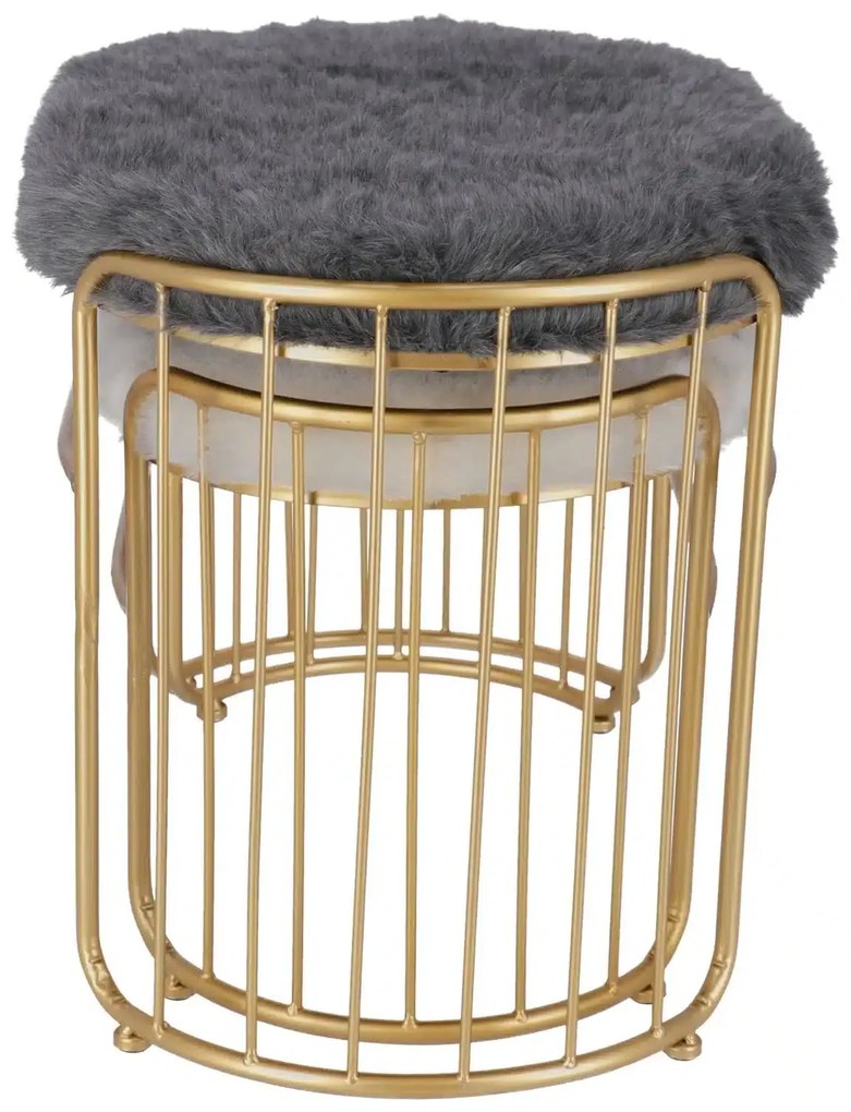 Set taburete Perla metalice cu blanita sintetica, baza aurie, design modern 2 piese