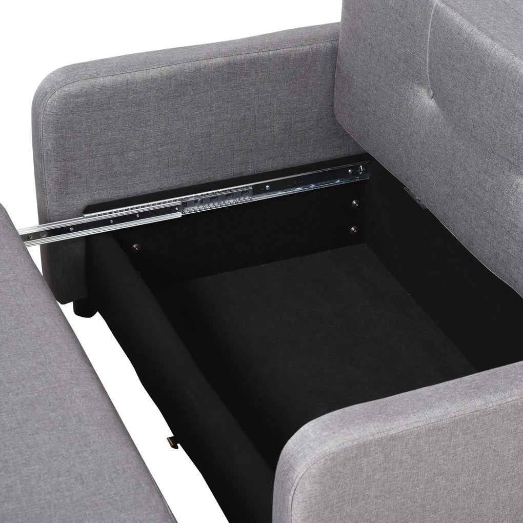 HOMCOM Canapele Extensibile Canapea Extensibilă 2 în 1 cu Depozitare, 136x92x84 cm, Gri | Aosom Romania