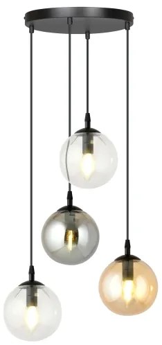 Candelabru pe cablu COSMO 4xE14/10W/230V Ø 40 cm negru/clar/fumuriu negru/bej