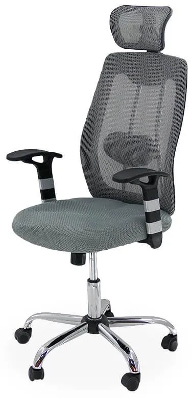 Scaun ergonomic gri cu tetiera si suport lombar pentru birou OFF 988