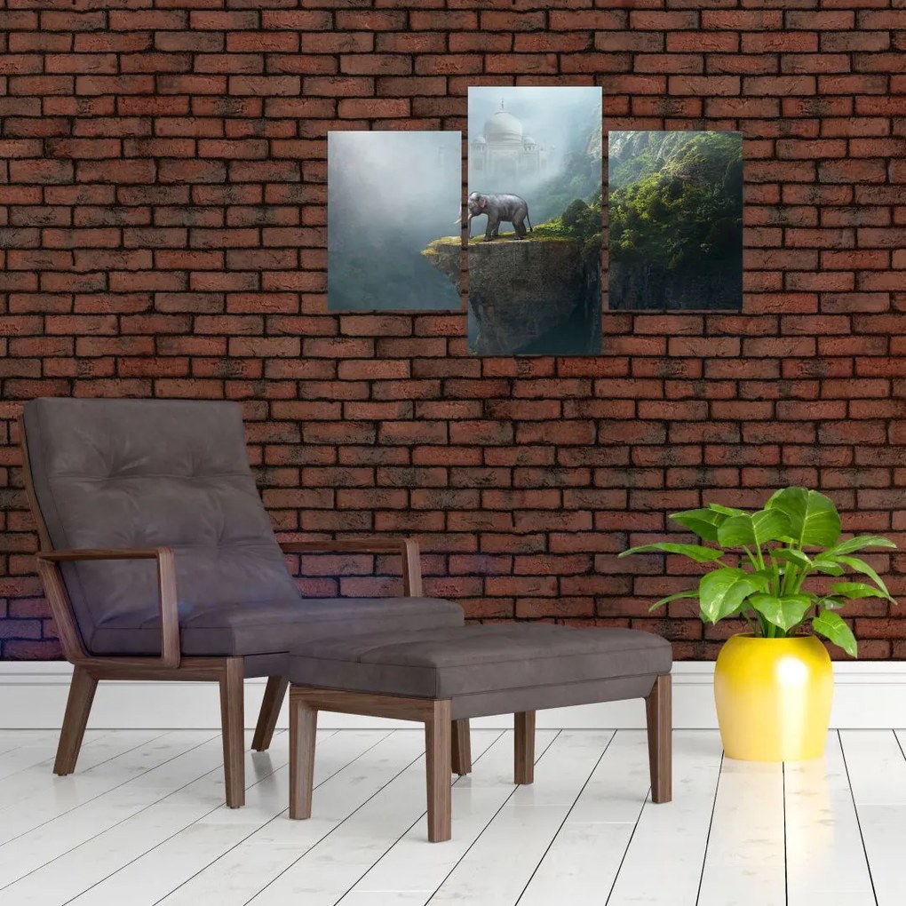 Tablou - Elefant în vârful Taj Mahalului (90x60 cm)