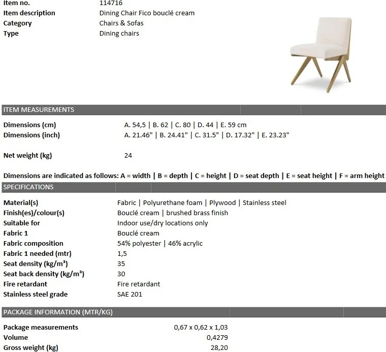 Scaun design LUX Fico boucle crem 114716 HZ