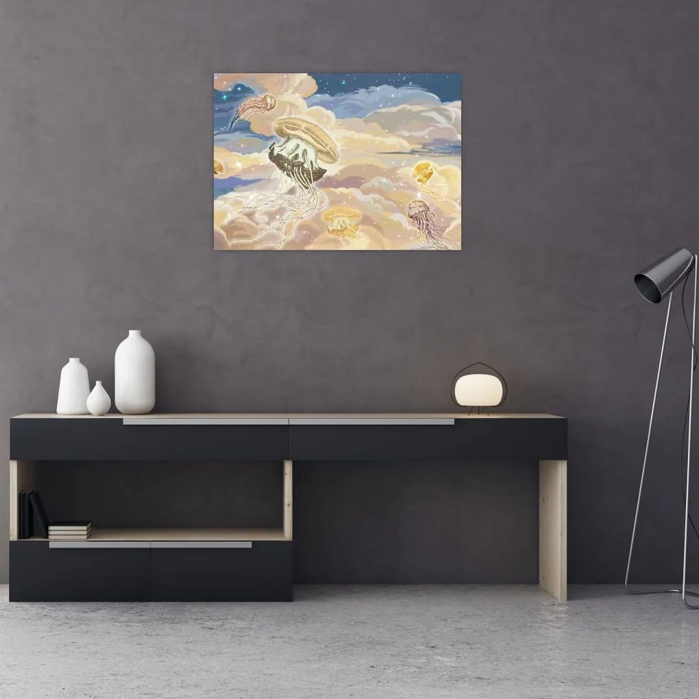 Tablou pe sticlă - Meduză Cerească (70x50 cm)