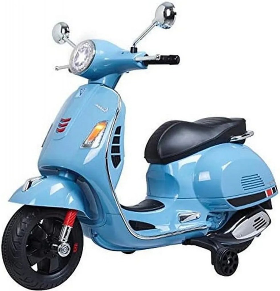 Motocicleta Electrica cu Acumulator Pentru Copii NOVOKIDS™ Vespa Classic Scooter, Pornire la cheie, Lungime 102 cm, 3-8 ani, Max 30 kg, Albastru