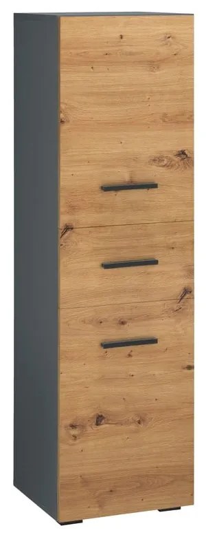 Dulap de baie în culoare naturală înalt/îngust cu aspect de lemn de stejar 130x35 cm Malika – Støraa