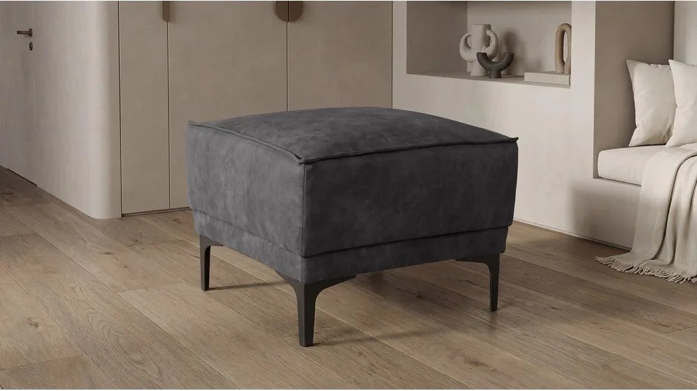 Taburet gri antracit cu tapițerie din imitație de piele Copenhagen – Scandic