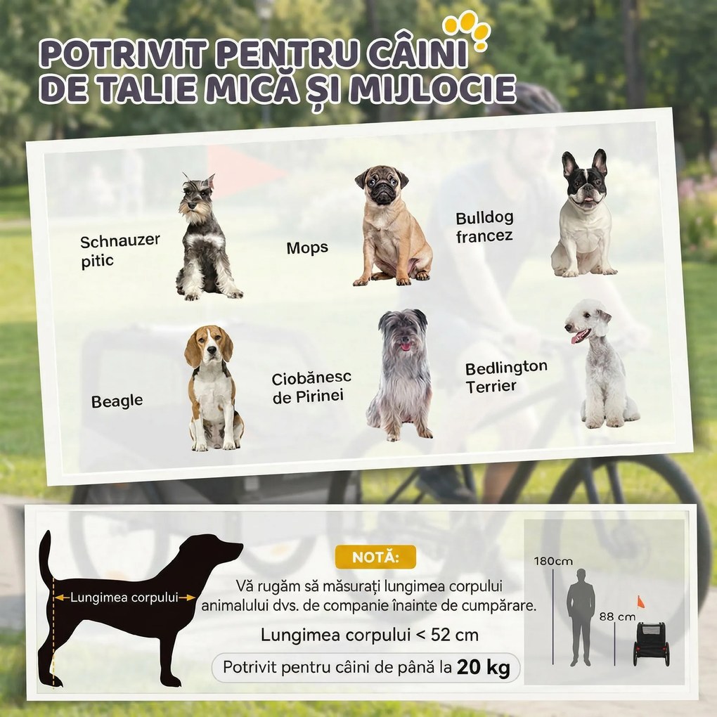 PawHut Cărucior transport animale | Aosom Romania