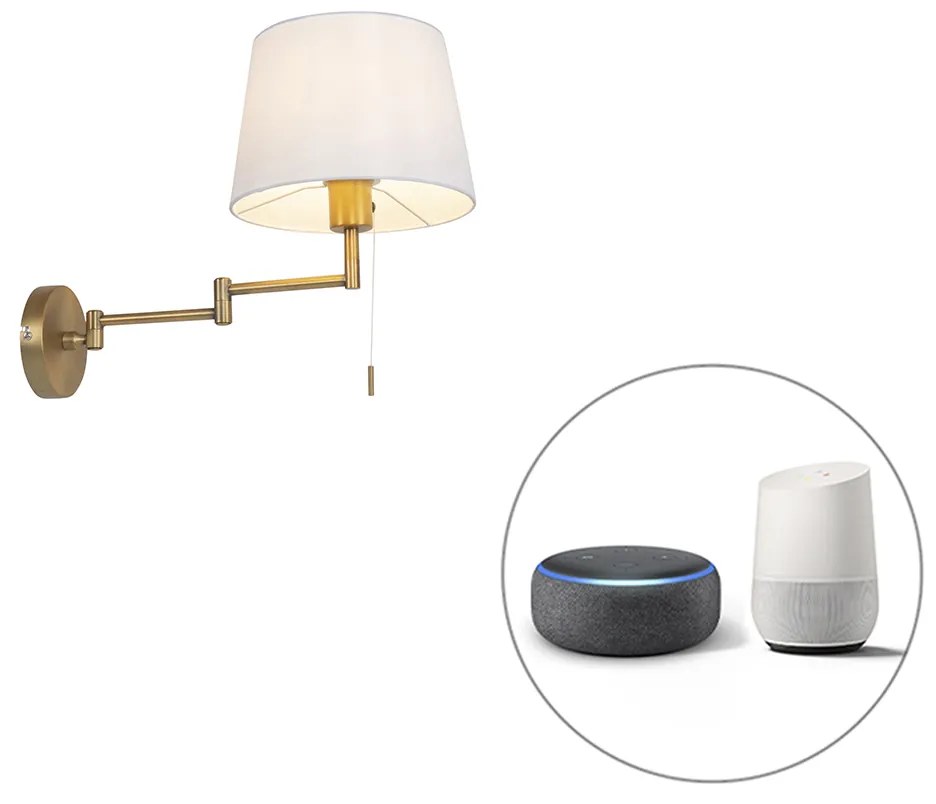 Lampă de perete inteligentă bronz cu abajur alb inclusiv Wifi A60 - Ladas Deluxe