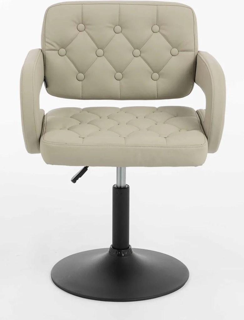 HR8403N Scaun Ecru Piele Ecologica Premium Soft cu Bază Neagră