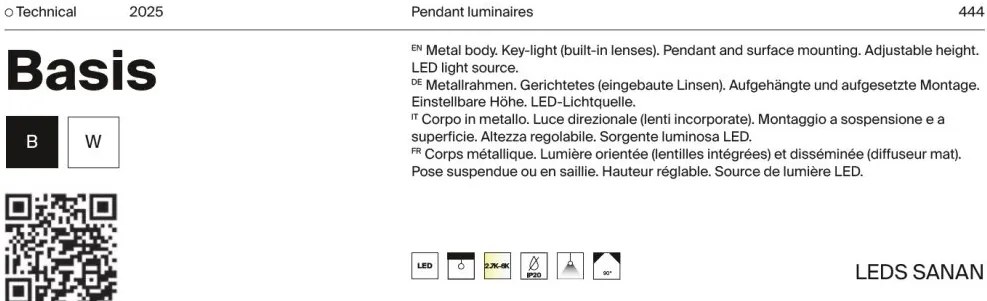 Lustra LED ajustabila design liniar tehnic BASIS alb