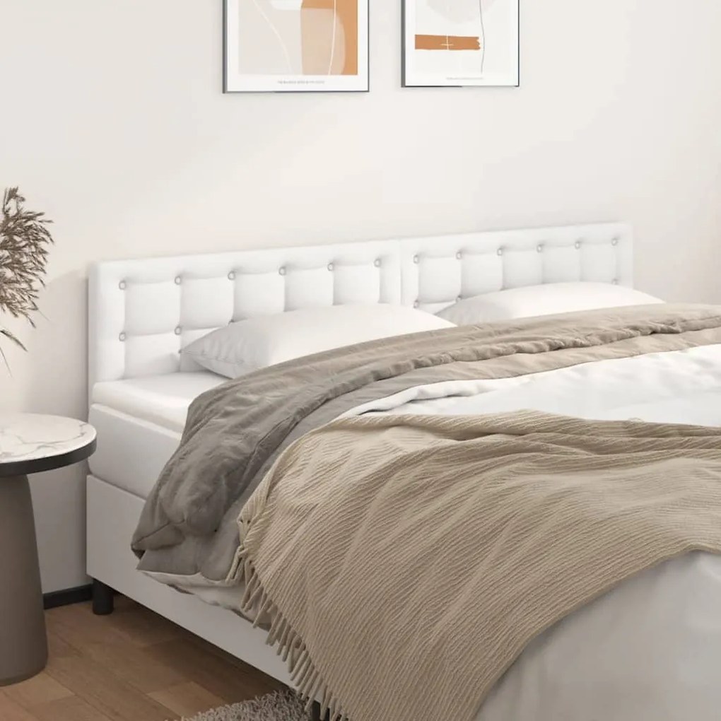 vidaXL Tăblii de pat, 2 buc, alb, 80x5x78/88 cm, piele ecologică