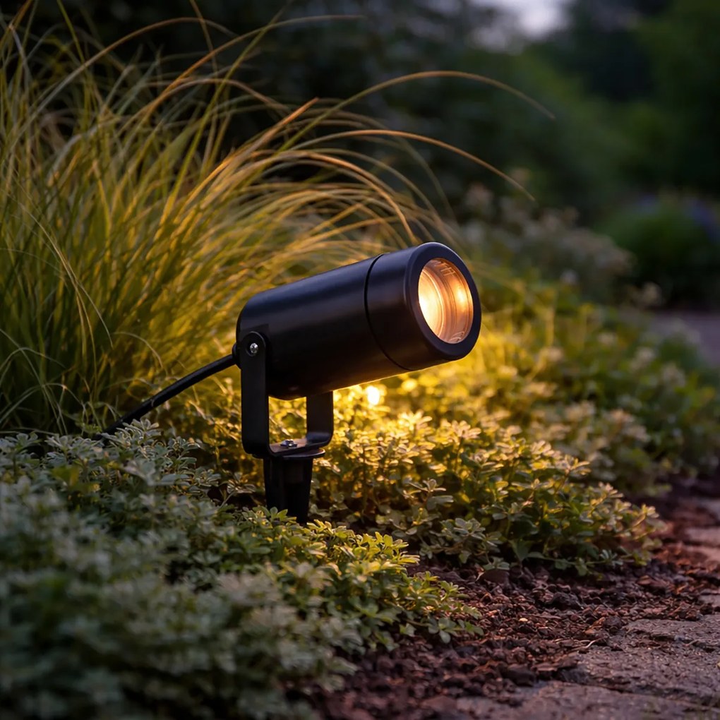 Lampă cu vârf reglabilă neagră IP65 - Solo Eco