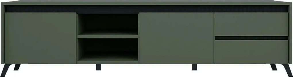 Comoda TV LOUNGE 2, verde/negru, PAL, 206x45x54 cm