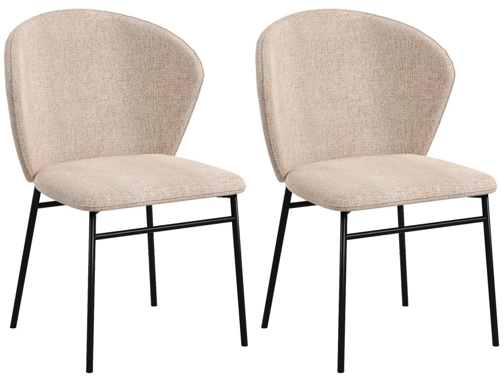 HOMCOM Set de 2 scaune, cu șezut capitonat din material textil, aspect de in, picioare din oțel stabile, design modern, maro deschis | Aosom Romania