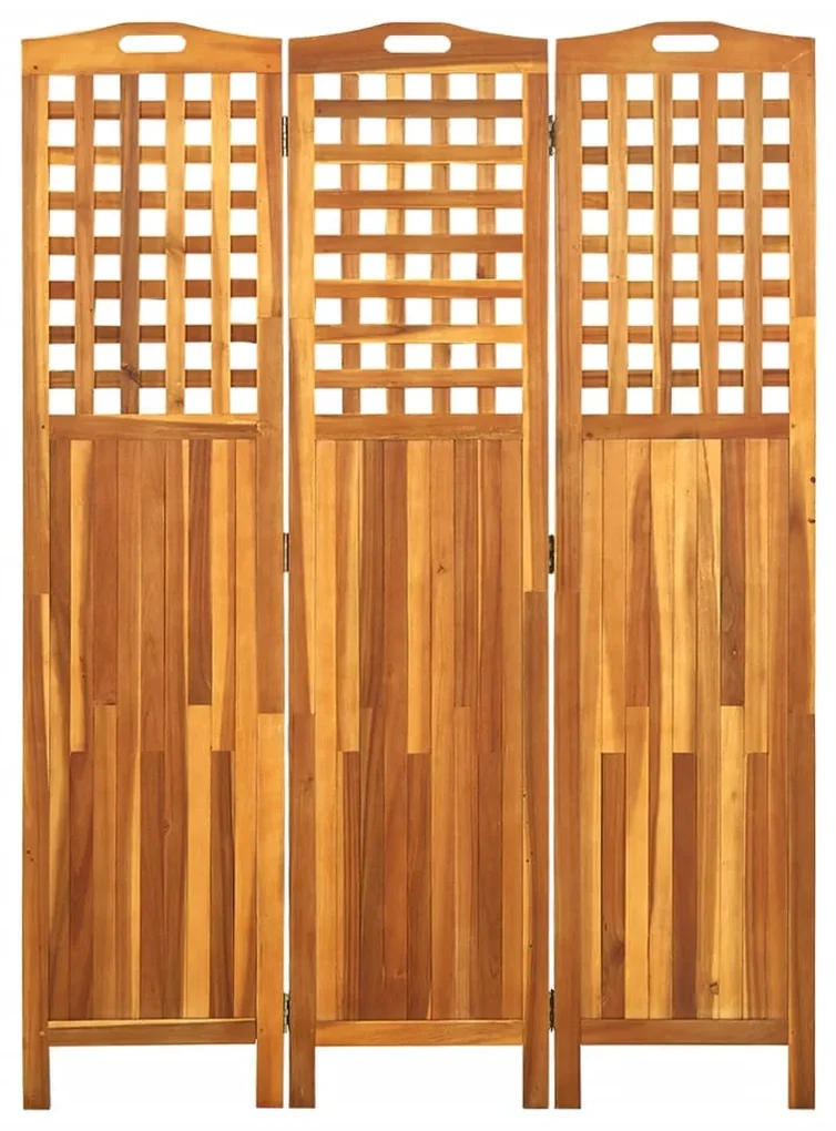 311878 vidaXL Paravan de cameră cu 3 panouri, 121x2x170 cm, lemn masiv acacia