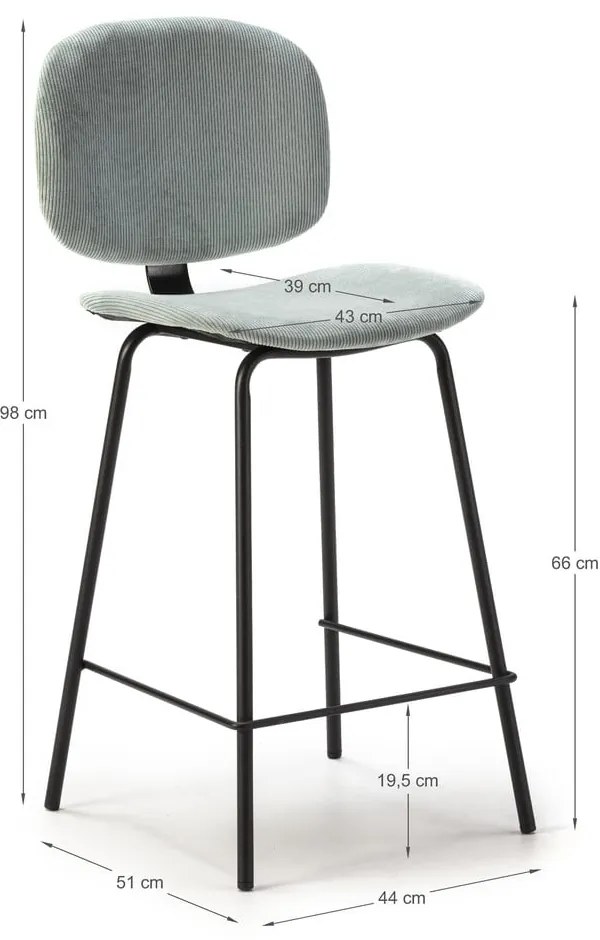 Scaune de bar albastru-deschis 2 buc. (înălțime șezut 66 cm) Arus – Marckeric