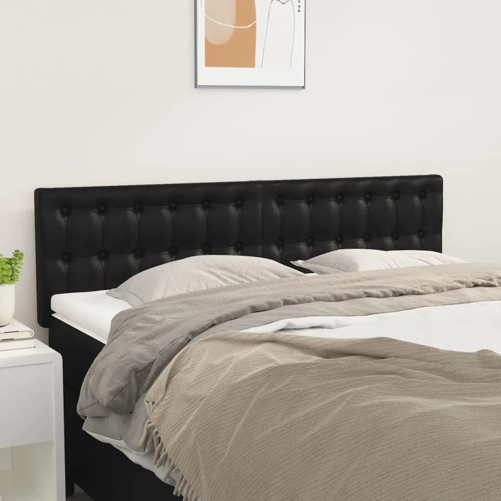 vidaXL Tăblii de pat, 2 buc., negru, 72x5x78/88 cm, piele ecologică