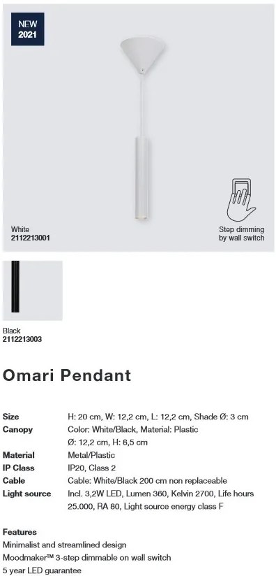 Pendul design modern, 3-Step MOODMAKER OMARI negru 2112213003 NL