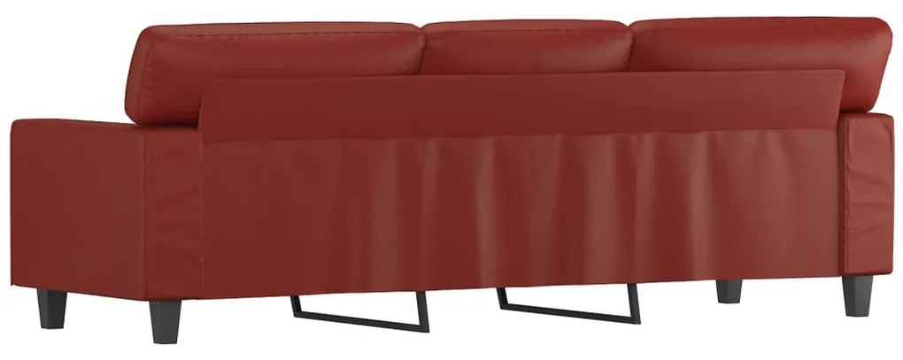 Canapea cu 3 locuri, rosu vin, 180 cm, piele ecologica Bordo, 214 x 77 x 80 cm