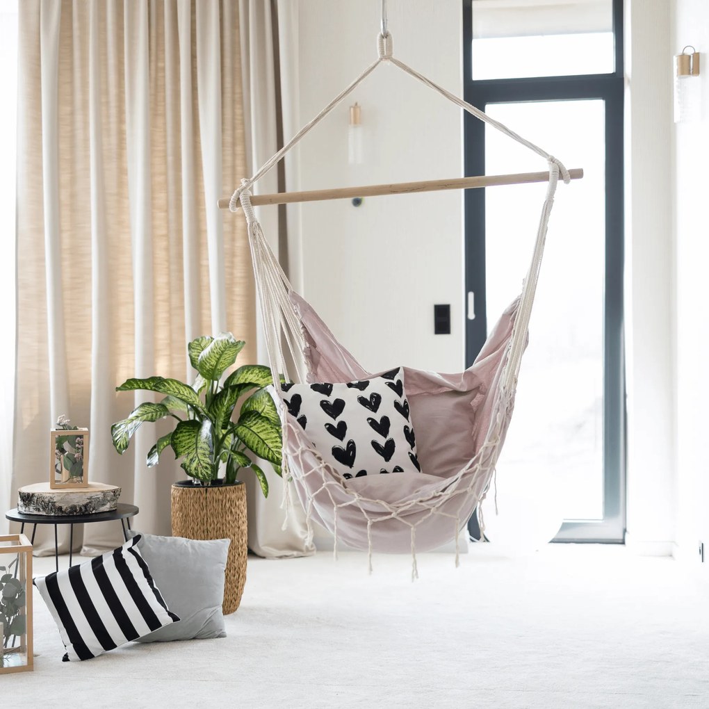 Fotoliu balansoar suspendabil, roz invechit, OFRAME